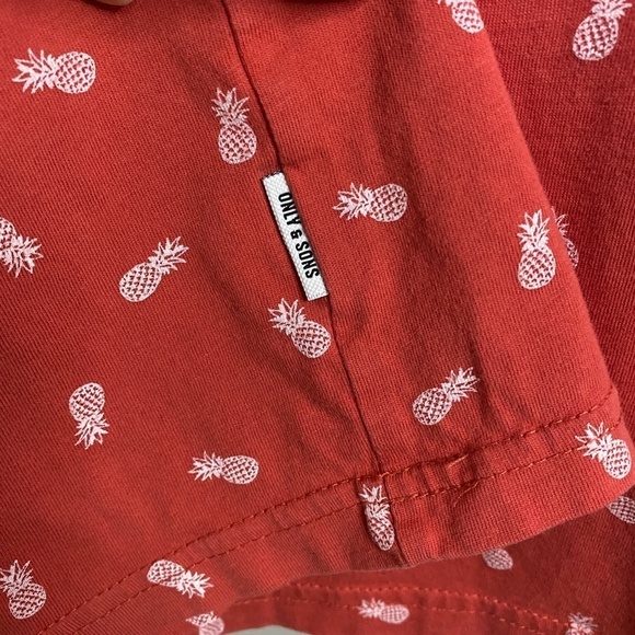 Only & Sons Short Sleeve Men's Pineapple Ditsy Fitted Tee Size EU Small‎ - Picture 6 of 8